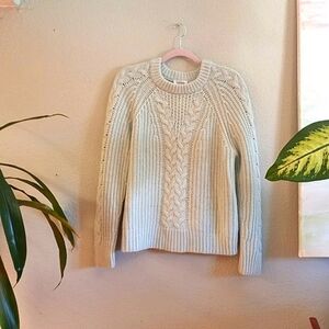 Haven Cashmere Classic Cable Knit Pastel Blue Green Quiet Luxury Sweater M